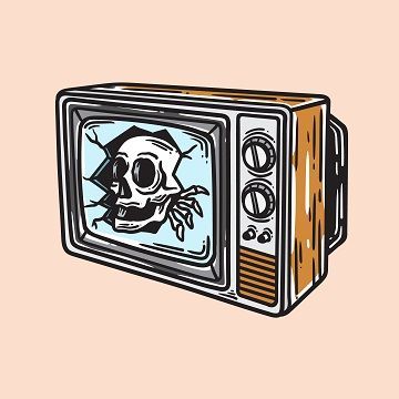 Skull Art Drawing, Skull Illustration, Retro Vector, Unique Tattoo Designs, Music Tattoos, Drawing Stuff, Vintage Tv, A Skull, Retro Tv