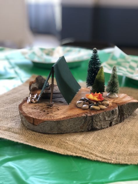 Eagle Scout Court of Honor, Camping theme Cub Scout Christmas Party, Camping Centerpiece Table Decorations, Scouting Centerpieces, Eagle Scout Party Ideas, Eagle Scout Ceremony Centerpieces, Boy Scouts Eagle, Birthday Theme Decoration, Cub Scout Activities, Camping Parties