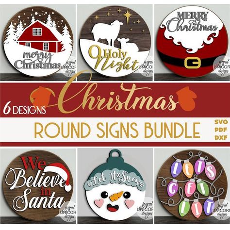 Laser cut files templates Christmas Wooden Circle Signs, Christmas Circle Wood Signs, Christmas Round Wood Signs, Round Christmas Signs, Christmas Welcome Signs, Round Door Hangers, Round Wood Signs, Xmas Signs, Front Door Decor Christmas