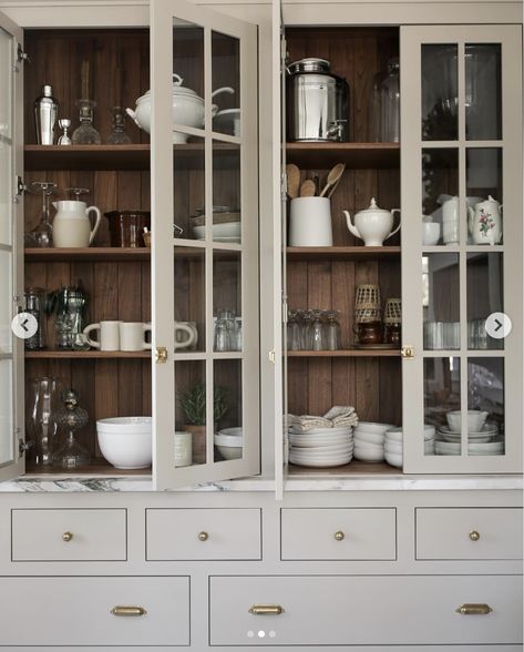 24 Beige Kitchen Cabinets That Are The New White Butlers Pantry Glass Cabinets, Creamy White Kitchen Cabinets Antique, Kitchen Cabinet Glass Door Ideas, Butler Pantry Glass Cabinets, Cabinet Glass Door Ideas, Upper Kitchen Cabinets With Glass Doors, Ivory Glazed Kitchen Cabinets, Kitchen Cabinets With Glass Doors, Tan Kitchen Cabinets