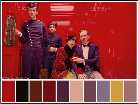 "The Grand Budapest Hotel" (2014). •Directed by Wes Anderson •Cinematography: Robert D. Yeoman •Production Designer: Adam Stockhausen Hotel Budapest, Color In Film, Movie Color Palette, The Grand Budapest Hotel, Wes Anderson Movies, Wes Anderson Films, Cinema Colours, The Truman Show, Moonrise Kingdom