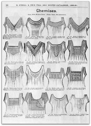 1890-91 Vintage Fashion: H.O'Neills Fall & Winter Catalogue Page 22 - Victorian Chemises | Flickr - Photo Sharing! 1890s Fashion, 19th Century Fashion, Heirloom Sewing, Victorian Clothing, Antique Clothing, Fashion Catalogue, Old Fashion, Edwardian Fashion, Historical Costume