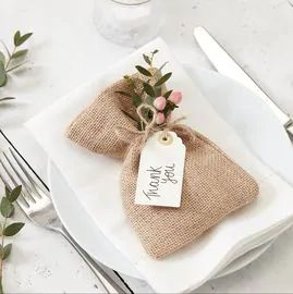 Wedding Decor | DIY Wedding | Hobbycraft Burlap Favor Bags, Personalized Wedding Stickers, Wedding Favours Luxury, Indian Wedding Favors, Deco Champetre, Wedding Gifts Packaging, Bridal Table, Christmas On A Budget, Wedding Favor Bags