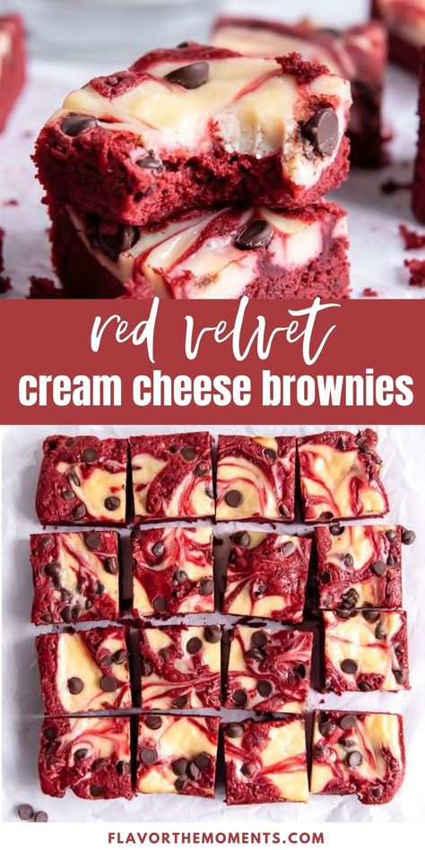 Homemade Red Velvet Brownies, Red Velvet Dessert Recipes Easy, Red Velvet Brownies With Cream Cheese, Red Velvet Cheesecake Bars, Red Velvet Cheesecake Cookies, Red Velvet Brownies Recipe, Desert Bars, Red Velvet Cheesecake Brownies, Velvet Brownies