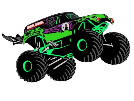 Grave Digger by Rizka Indarto Monster Truck Costume, Truck Costume, Grave Digger Monster Truck, Monster Truck Cake, Shirt Decals, Grave Digger, Truck Party, Monster Jam, Monster Truck