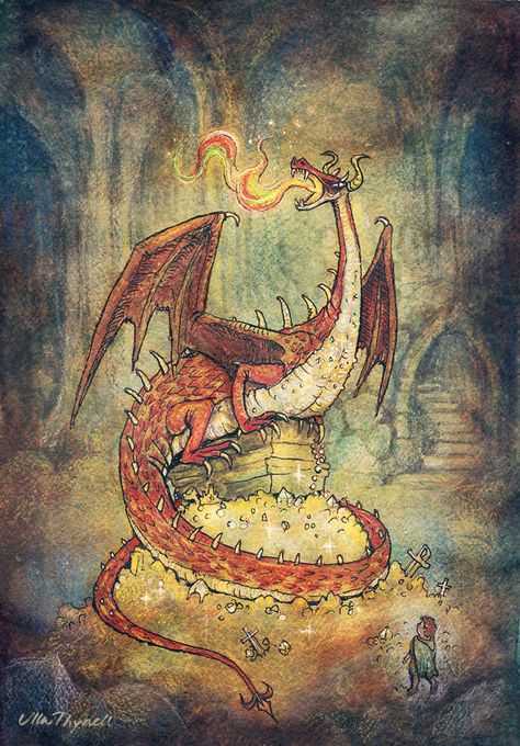 Smaug by https://www.deviantart.com/ullakko on @DeviantArt Tolkien Artwork, Tolkien Illustration, Hobbit Art, Middle Earth Art, Tolkien Art, Lotr Art, Jrr Tolkien, Arte Fantasy, A Dragon