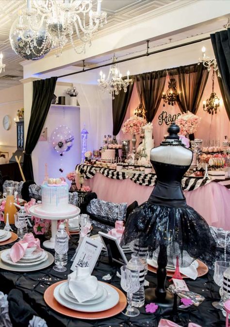 Reagan’s Parisian 10th Birthday Party | CatchMyParty.com Birthday Paris Theme, Paris Birthday Party Ideas, Slumber Party Decorations, French Themed Parties, Paris Birthday Party, Chanel Birthday Party, Paris Themed Birthday Party, Paris Prom, 10th Birthday Party