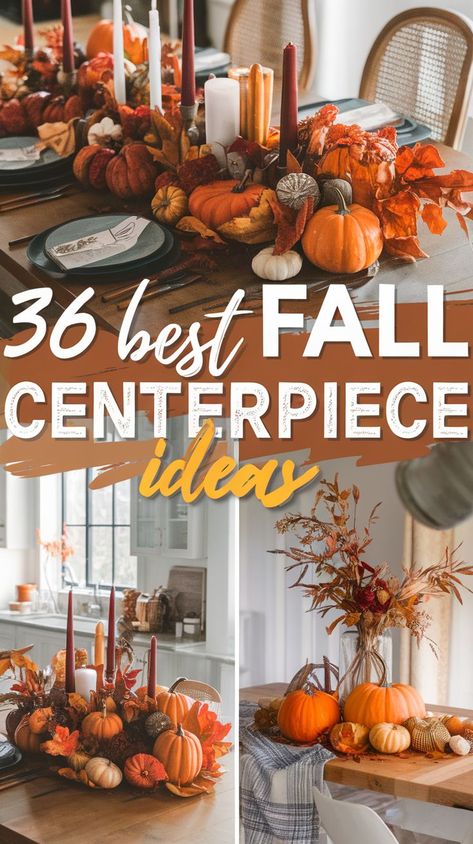 36 Elegant DIY Fall Centerpiece Ideas for a Stylish Table Pumpkin Candle Centerpiece, Autumn Table Decorations, Fall Lantern Centerpieces, Diy Fall Centerpieces, Fall Centerpiece Ideas, Pumpkin Table Centerpiece, Rustic Fall Centerpieces, Copper Pumpkins, Branch Centerpieces