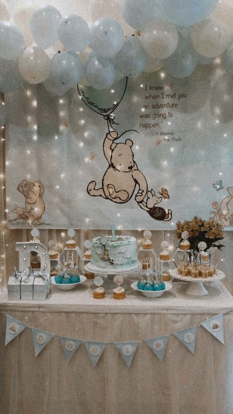 Classic Pooh Dessert Table, Winter Winnie The Pooh Party, Winnie The Pooh Winter Baby Shower Ideas, Winter Winnie The Pooh Baby Shower Ideas, Winnie The Pooh Baby Shower Ideas Neutral, Winnie The Pooh Boy Baby Shower Ideas, Vintage Winnie The Pooh Baby Shower Ideas, Winne The Pooh Baby Shower Ideas Boy, Whinney Pooh Baby Shower Ideas