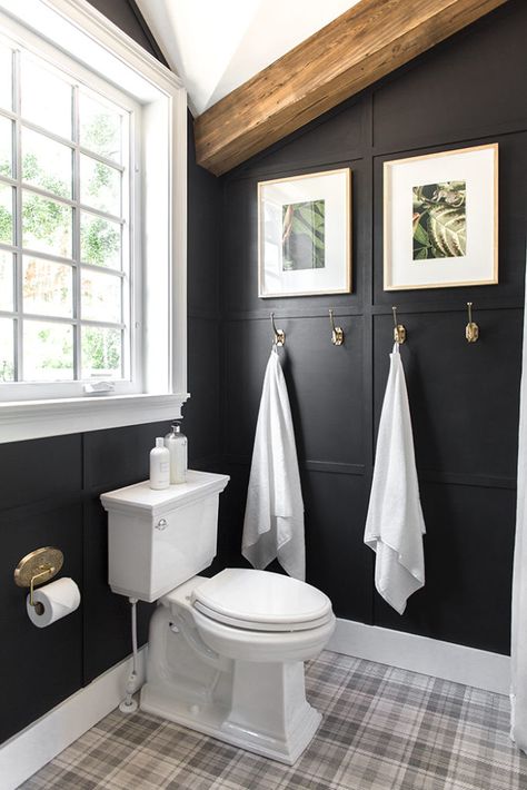 Luxurious Guest Bathroom, Bathroom Architecture, Heights House, Master Bath Design, Jenna Sue Design, Black Accent Walls, Jenna Sue, Budget Bathroom, Tiny Bathroom