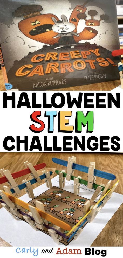 The Best Halloween Read Alouds and STEM Challenges: Read aloud books are the perfect way to set up a STEM challenge. Connecting STEM to stories helps students relate to the problem in a more meaningful way! Integrate reading, writing, and STEM with these top 4 Halloween read alouds and STEM challenges! #stemchallenges #halloweenactivities Halloween Read Alouds, Halloween Stem Challenge, Halloween Stem Activities, Halloween Classroom Activities, Writing Challenges, Kindergarten Stem, Halloween Lesson, Halloween Stem, Stem Books