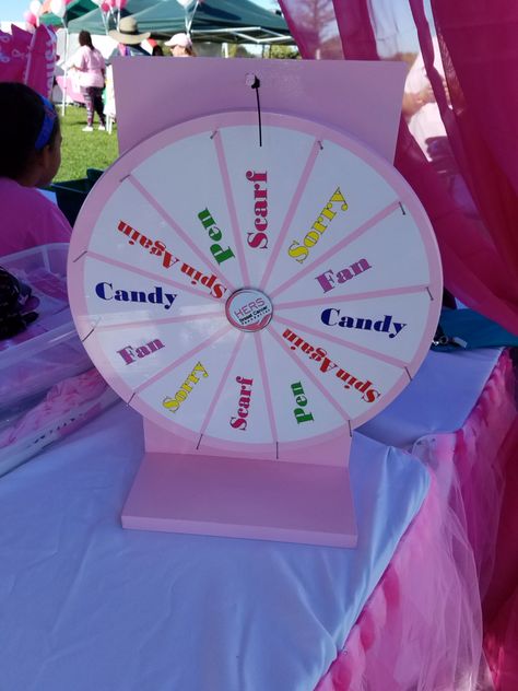 Prize Booth Ideas, Market Day Games, Spin Wheel Diy, Diy Prize Wheel, Prize Wheel Diy, Bazar Ideas, Market Day Ideas, Game Booth, Prize Wheel