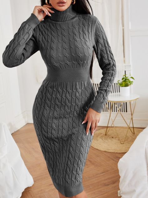 Rayon Wrap Dress, Cable Knit Turtleneck, Professional Work Outfit, Cable Knit Sweater Dress, Cable Knit Turtleneck Sweater, Turtleneck Sweater Dress, Sweater Dresses, Knit Turtleneck, Knit Turtleneck Sweater