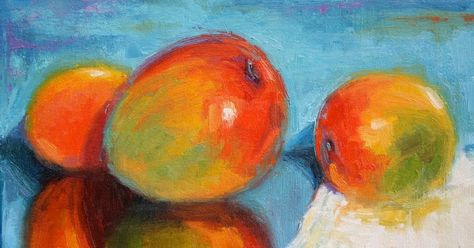 Mango Painting, Oil Pastel Art, Blue Stain, Fruit Painting, Oil Canvas, Random Ideas, Pastel Drawing, Painting Class, Christmas Paintings