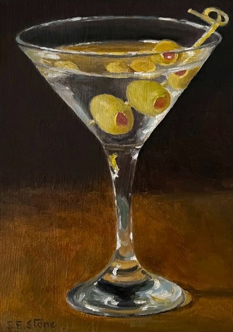 martini oil painting, original painting on canvas, art, oil on canvas, coctail painting, drink painting, still life, realism, kitchen art, wall art, art deco, oil painting of a martini, still life paintings Martini Oil Painting, Still Life Glass Painting, Drink Oil Painting, Martini With Olives Aesthetic, Vodka Painting, Art Deco Oil Painting, Martini Acrylic Painting, Martini Glass Painting Canvas, Martini Glass Watercolor