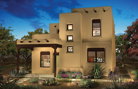 Pueblo Style Homes Exterior, Mexico City House Exterior, Pueblo House Exterior, Pueblo Style House, Spanish Eclectic, Pueblo House, Southwestern House, Town House Plans, Pueblo Revival