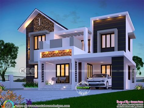 Indian House Exterior Design 338 1700 Sq Ft House Plans, Double Storey House Plans, Two Story House Design, House Outer Design, Outer Design, Small House Elevation Design, Architecture Magazine, Kerala House Design, Kerala Houses