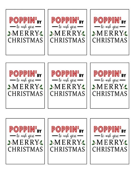 Poppin’ By To Wish You Merry Christmas Printable - South Lumina Style Popcorn Christmas Gifts, Free Christmas Tags, Free Christmas Tags Printable, Christmas Gift Tags Free, Christmas Popcorn, Merry Christmas Printable, Merry Christmas Gift Tags, Christmas Neighbor, Wish You Merry Christmas