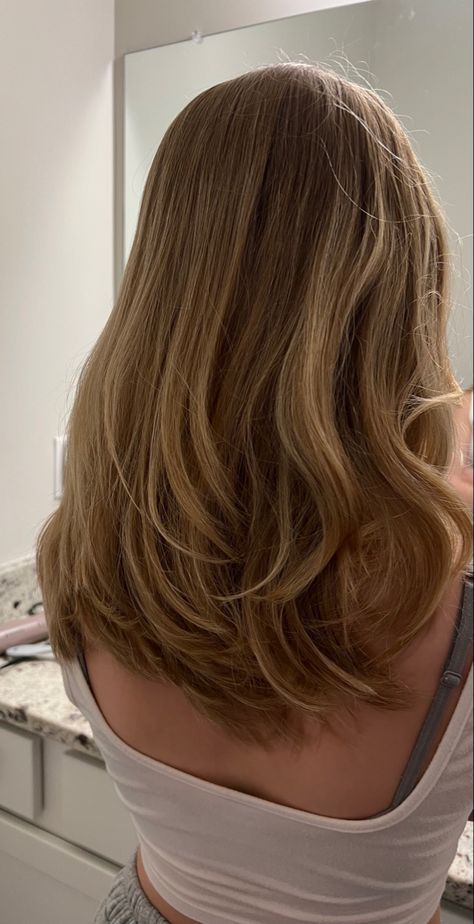 Upper Back Hair Length, Shoulder Length Hair From The Back, Upper Back Hair Length Haircuts, Layered Haircuts Straight Hair Medium, Armpit Length Hair With Layers Straight, Mid Length Hair Without Layers, Soft Layered Haircuts For Medium Hair, Haircuts For Fine Wavy Hair Long, Face Framing Mid Length Hair