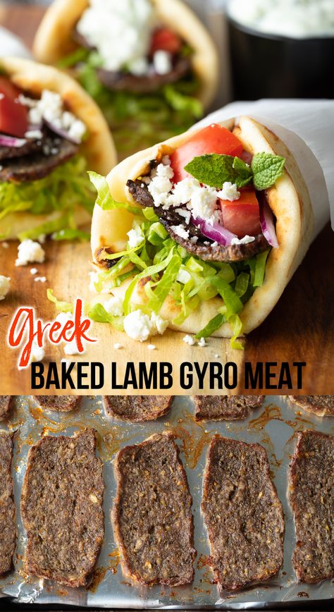 Lamb Gyro Recipe, Greek Lamb Recipes, Lamb Meatloaf, Homemade Gyro, Dinner Greek, Gyro Meat Recipe, Foreign Recipes, Gyros Recipe, Spit Roaster