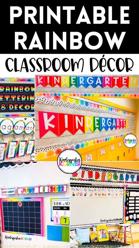 Rainbow Theme Door Decoration, Rainbow Bulletin Board Ideas, Rainbow Classroom Theme Decor, Rainbow Classroom Theme, Kindergarten Door, Rainbow Theme Classroom, Counseling Classroom, Classroom Theme Ideas, Kindergarten Classroom Themes