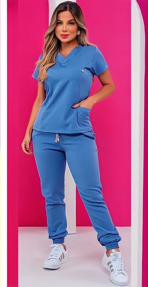 Work Dresses Professional, Nurse Fashion Scrubs, Nurse Outfit Scrubs, Medical Scrubs Fashion, Scrubs Pattern, Jogging Style, Stylish Scrubs, Medical Scrubs Outfit, Scrubs Dress