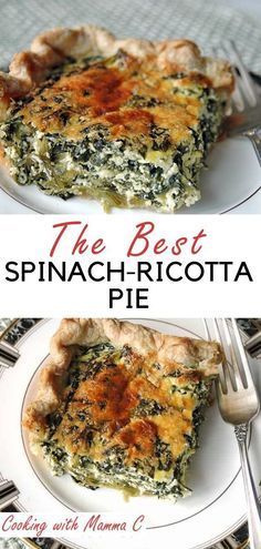 Spinach Ricotta Pie, Vegetable Entrees, Ricotta Pie, Spinach And Ricotta, Quiche Recipes Easy, Ricotta Recipes, Spinach Pie, Spinach Ricotta, Vegetable Side Dish