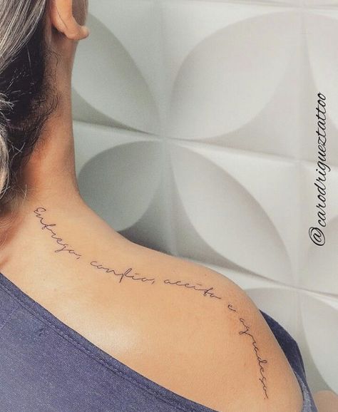 Feminine Tattoo Placement Quotes, Two Words Tattoo Placement, Cute Placement For Word Tattoos, Tattoo Placement Ideas Quotes, Tattoo Phrases Placement, Handwriting Tattoo Placement Ideas, Long Tattoo Placement Ideas, Long Sentence Tattoo Placement, Tattoo Quotes Placement Ideas