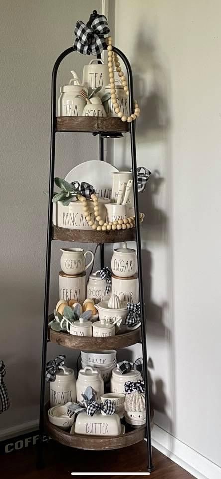 Four Tiered Round Shelf, Hobby Lobby Round Tiered Shelf, Hobby Lobby 4 Tier Round Shelf, Farmhouse Bakers Rack Decor, Hobby Lobby Tiered Shelf, Hobby Lobby Tiered Shelf Decor, Hobby Lobby Shelf Decor, Hobby Lobby Farmhouse Decor, Hobby Lobby Shelf