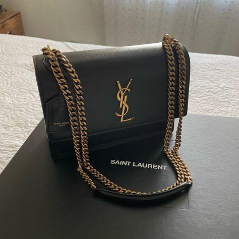 Ysl Sunset In Coated Bark Leather. In Great Condition. Practically Brand New. Comes With Box, Dust Bag And Receipts. No Lowball Offers. Didn’t End Up Selling This Bag. That Is Why The Listing Is Still Up And It’s Marked As Sold Because I Instantly Regretted It But Now I Am Ready To Part With It! Happy Shopping ! I Can Do $1650 Thru V Or Z Ysl Sunset Bag, Yves Saint Laurent Bag, Bags Ysl, Ysl Purse, Purse Aesthetic, Happy Nation, Sunset Color, Luxury Bags Collection, Expensive Jewelry Luxury