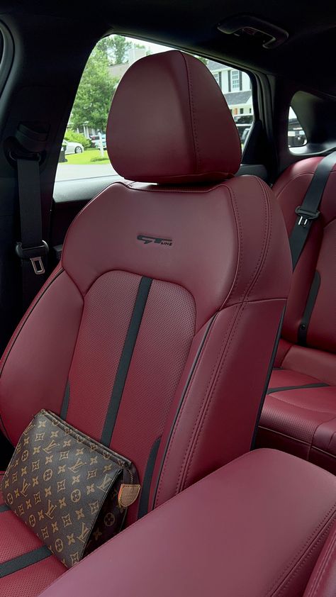 Red Seats Car, Red Leather Car Interior, Kia K5 Gt Line Red Interior, Red Leather Interior Cars, Cars With Red Interior, Burgundy Car Interior, Kia K5 Red Interior, Black Car Red Interior, Red Interior Car Aesthetic