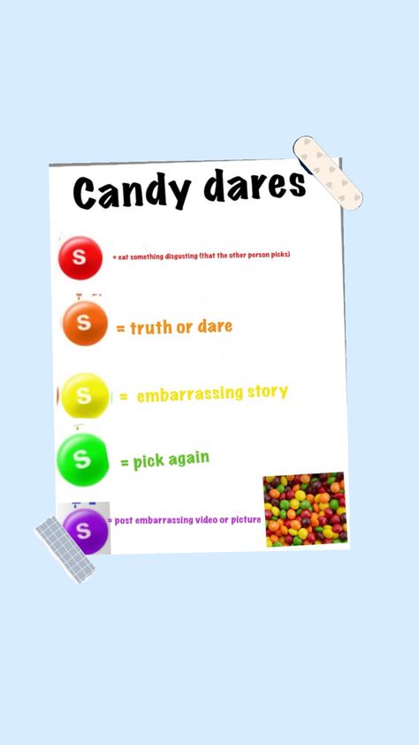 Candy dares #skittles Bestie Games, Skittles Challenge, Candy Scavenger Hunt, Birthday Movie Night, Skittles Game, Birthday Movie, Hangout Ideas, Dare Games, Crazy Best Friends