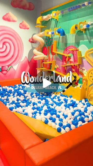 Florida Foodie / Things To Do on Instagram: "Candy Wonderland . 📍 14406 S Military Trail, Delray Beach, FL 33484 (Right next to The Girls Strawberry U-Pick) ⏰ 10am - 7pm Mon-Thurs; 10am - 9pm Fri; 9am - 9pm Sat-Sun 🎟️ Online pre-booking for time slot required  For ages 0-7 years old . This indoor, interactive kids playground has the cutest candy-theme! Candy Wonderland is a great place for toddlers to explore, engage, and enjoy a unique play experience that will leave a huge smile on their face. The best part is the interactive video game in the ball pit, it will make them not want to leave!  .  Like, Comment, Share and Follow! . #TheSoFloDuo #SoFloGem #SoFlo #candywonderland #delraybeach #Florida #indoorplayground #candytheme #toddlers #ballpit #climb #candymaze #birthdaypartyidea #funf Toddler Indoor Playground, Kid Games Indoor, Candy Wonderland, Playground Balls, Kids Indoor Playground, Indoor Kids, Interactive Video, Candy Theme, Cute Candy