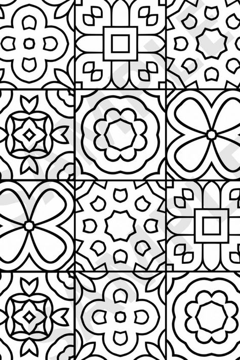 Botanic-themed Floral Tile Design Coloring Page Coloring pages #coloringpages Coloring page #coloringpage Adult Coloring pages #adultcoloringpages Coloring pages adult #coloringpagesadult Coloring books #coloringbooks 11.359 Moroccan Tiles Pattern Printable, Free Quilt Patterns Printables, Paint Tiles, Inspirational Quotes Coloring, Geometric Coloring Pages, Coloring Pages Adult, Islamic Tiles, Christmas Activity Book, Floral Tile