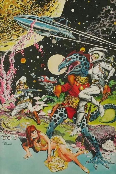 Pulp sci fi Space And Aliens, Al Williamson, Arte Pulp, Art Spatial, 70s Sci Fi Art, Scifi Fantasy Art, Retro Kunst, Sci Fi Comics, Psy Art