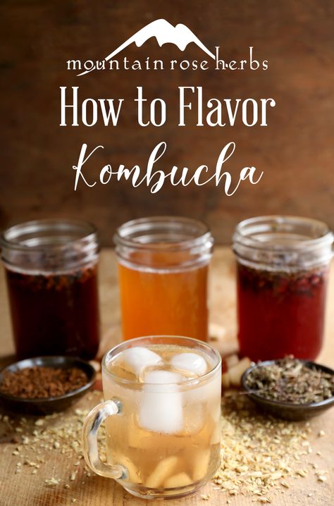 How to Flavor Kombucha & 3 Herbal Recipes: Are your home brewed kombucha batches lacking herbal excitement? It's easy to bulk up your 'buch using herbs and spices. Our guide will help you turn your favorite perky pick-me-up into a plethora of botanical flavors. Kombucha Diy, Flavor Kombucha, Pear Kombucha, Kombucha Flavors Recipes, Kombucha Recipes, Kombucha Flavors, Homemade Kombucha, Kombucha Recipe, Kombucha Tea