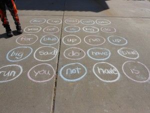 Twister with Sight Words!  You can also do this with the Alphabet and if you little one is too small to reach around, you can just play it where she has to run to the word (or letter)and stand on it!  WISH I had this idea when my kiddo's were young! Camping Activites For Kids, Summer Camp Activities, Sight Word Reading, Sight Word Practice, Sight Word Activities, Sight Word Games, French Class, Word Activities, Camping Activities