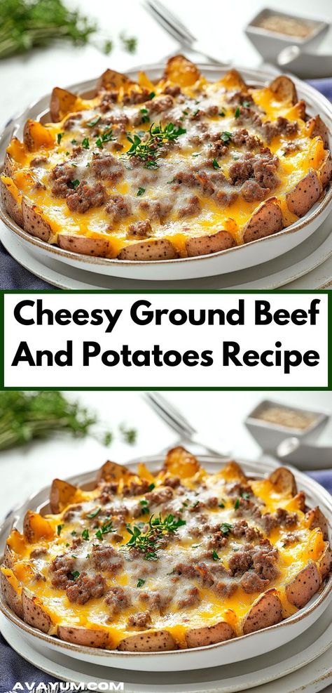 This Cheesy Ground Beef and Potatoes recipe combines savory ground beef with tender potatoes and melted cheese, creating a comforting dish that's perfect for busy weeknights. Easy to prepare and delicious! Slow Cooker Cheesy Potatoes, Potatoes Casserole, Cheesy Ground Beef, Cheesy Potatoes Recipe, Ground Beef And Potatoes, Beef And Potatoes, Easy Family Dinners, Cheesy Potatoes, Potatoes Recipe