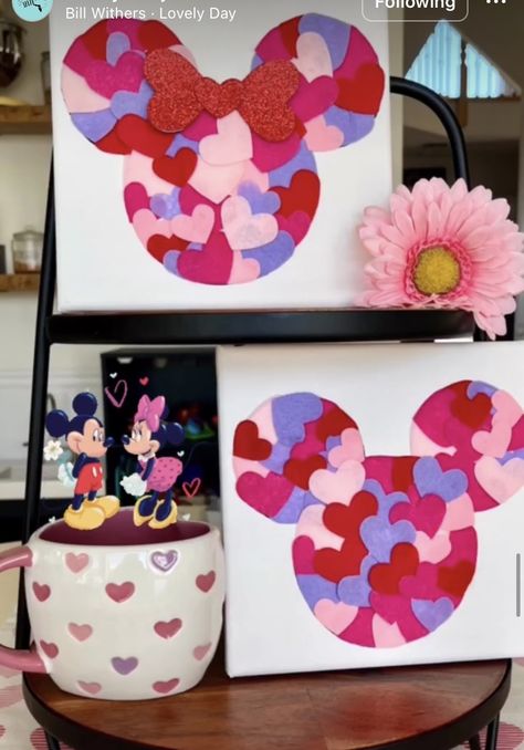 Mickey Mouse Arts And Crafts, Disney Valentines Day Decorations, Valentines Classroom Door, Disney Cruise Door Decorations, Valentines Week, Valentine Art Projects, Valentine Art, Diy Valentine's Day Decorations, Preschool Bulletin