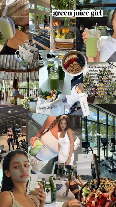 green juice girl aesthetic vision board healthy lifestyle goals Green Juice Girl Aesthetic, Girl Aesthetic Vision Board, Vision Board Healthy Lifestyle, Green Juice Aesthetic, Green Juice Girl, Aesthetic Vision Board, Lifestyle Goals, Glo Up, Motivation Board