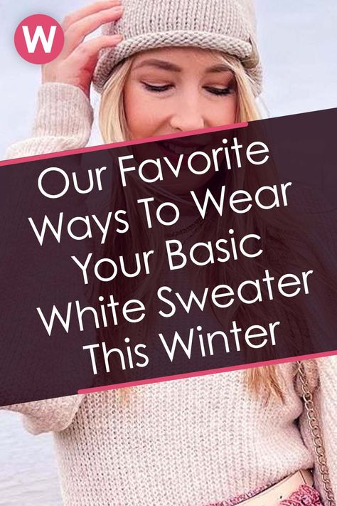 Most of us have got a plain white sweater tucked away somewhere in our wardrobes. They're great for when the weather turns a little chillier, and you can't go wrong with white during wintertime. 
#winter #fashion #outfitideas Ivory Sweater Outfit Winter, Fall White Sweater Outfit, Winter White Sweater Outfit, White Sweater Outfit Fall, Long White Sweater Outfit, White Wool Sweater Outfit, Plain Sweater Outfit, White Sweater And Jeans Outfit, Oversized White Sweater Outfit