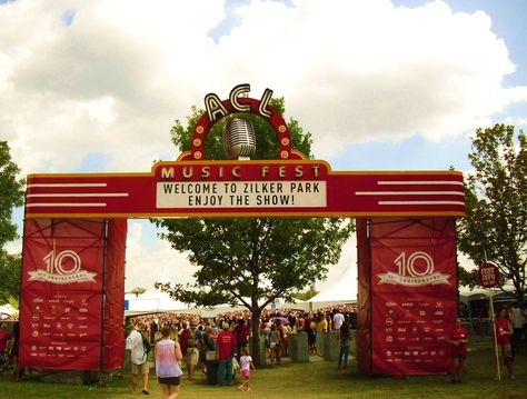 Festival Entrance, Acl Music Festival, Acl Festival, Festival Friends, Event Entrance, Gate Decoration, Music Studio Room, Entrance Gates Design, Event Stage