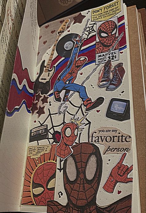 Spiderman Journal Page, Spiderman Sketchbook Page, Spiderman Sketches, Spiderman Art Sketch, Spiderman Pictures, Wreck This Journal, Sketchbook Drawings, Art Drawings Sketches Pencil, Graffiti Cartoons