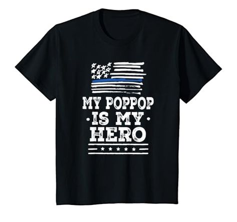 Kids Police Officer PopPop is my Hero T-Shirt Law Enforcement Gifts, Kids Police, Fun Gifts, Law Enforcement, Police Officer, Branded T Shirts, Heathers, My Hero, Top Fashion Brands