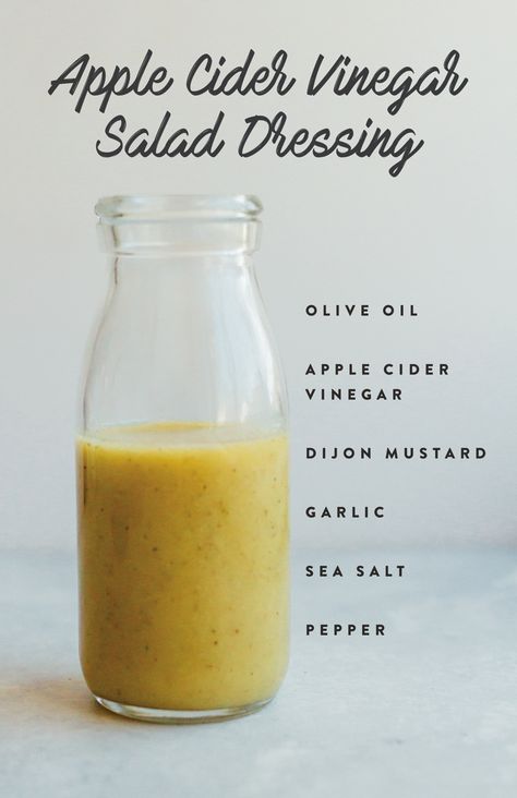 Apple Cider Vinegar Salad Dressing with olive oil, acv, mustard, garlic, salt and pepper Salad Dressing With Olive Oil, Dressing With Olive Oil, Apple Cider Vinegar Salad Dressing, Apple Cider Vinegar Salad, Vegetarische Diners, Resep Vegan, Vinegar Salad, Homemade Salad Dressing Healthy, Vinegar Salad Dressing