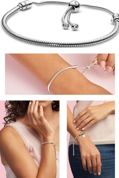 This sterling silver bracelet is a sophisticated spin on the classic friendship bracelet.Simple and elegant in appearance, Pandora snake chain bracelets for women are a sophisticated accessory. Bracelet Simple, Snake Chain Bracelets, Chain Bracelets, Silver Charm Bracelet, Bracelets For Women, Sterling Silver Bracelet, Snake Chain, Friendship Bracelet, Silver Charms