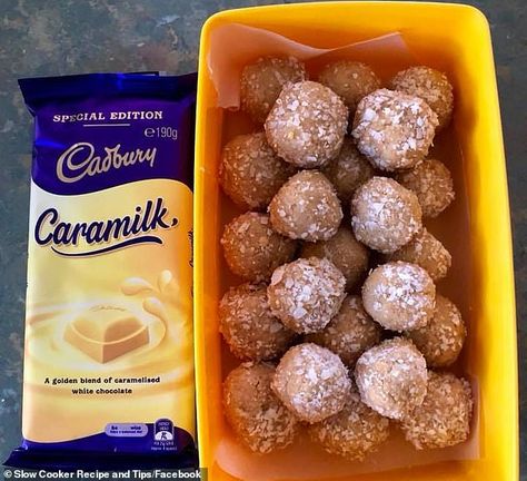 Home cook shares recipe for Caramilk chocolate bliss balls made in slow cooker internet going crazy Chocolate Crackles, Homemade Sweets, Bliss Balls, Slices Recipes, Xmas Food, Balls Recipe, Christmas Cooking, Milk Recipes, Making Waves