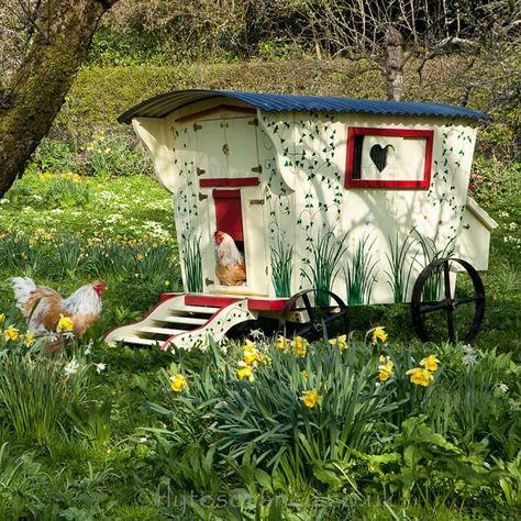 The Gypsy Caravan Hen House. 'Jaw-droppingly beautiful' is how the Flyte so Fancy Gyspy Hen Houses have been described - the best quality Chicken Coops in the UK. Fancy Chicken Coop, Country Life Magazine, Fancy Chickens, Mobile Living, Laying Hens, Stable Door, Hen House, Chicken Coops, Chicken House