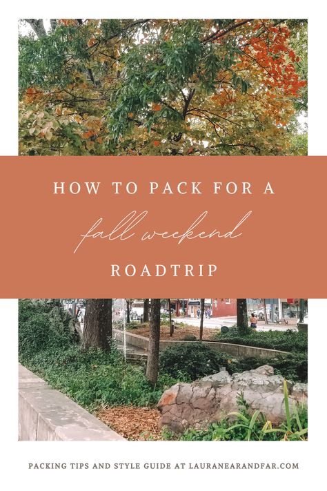 This guide to packing covers all the basics and a little extra. Everything you need for a weekend getaway this fall is outlined here! #fall #weekendgetaway #roadtrip Weekend Trip Packing List Fall, Fall Weekend Packing List, Fall Weekend Packing, Weekend Getaway Packing List, Fall Weekend Trip, Weekend Trip Packing List, Weekend Trip Packing, Fall Packing List, Weekend Packing List