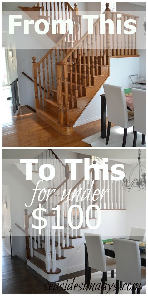 Save money and refinish your stairs with this how to guide- learn how which stains, finishes and materials you need for a professional job Stair Bannisters, Stain Stairs, Hardwood Floors Diy, Diy Hardwood Floor Refinishing, Refinish Hardwood Floors, Cheap Hardwood Floors, Diy Hardwood Floors, Diy Staircase Makeover, Stairs Makeover Ideas